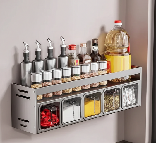 Estante de Especias Montado en la Pared con Almacenamiento Extraíble